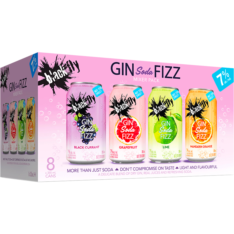 BCLIQUOR Black Fly - Gin Soda Fizz Mixer Pack Can