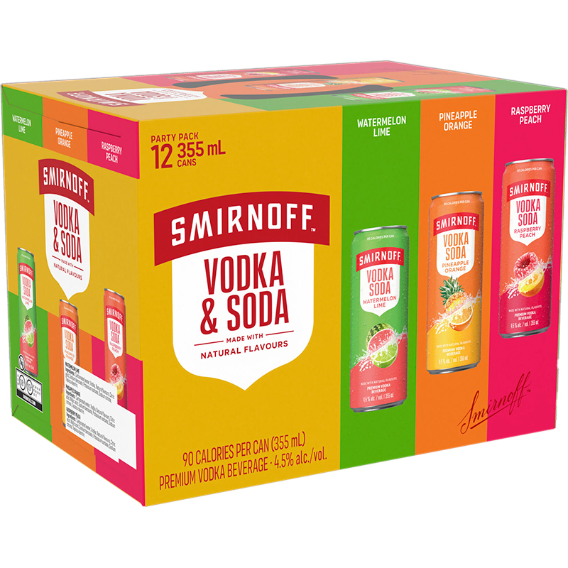 BCLIQUOR Smirnoff Vodka And Soda - Party Pack Can