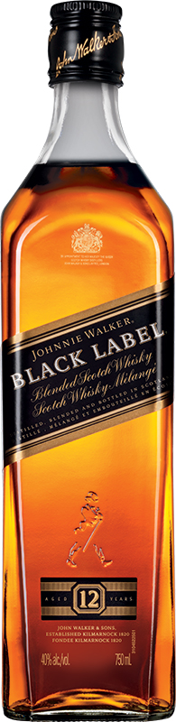 JOHNNIE WALKER - 12 YEAR OLD BLACK LABEL Scottish Whisky / Whiskey