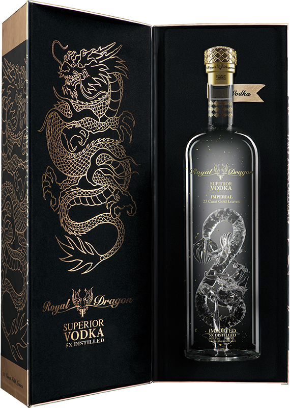 BCLIQUOR Royal Dragon Imperial Vodka With 23 Carat Gold Leaves