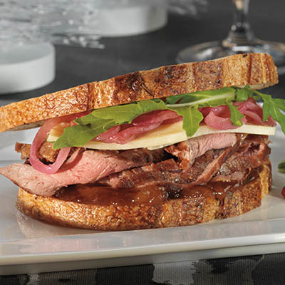 PLOUGHMAN’S STEAK SANDWICH WITH PICKLED RED ONIONS